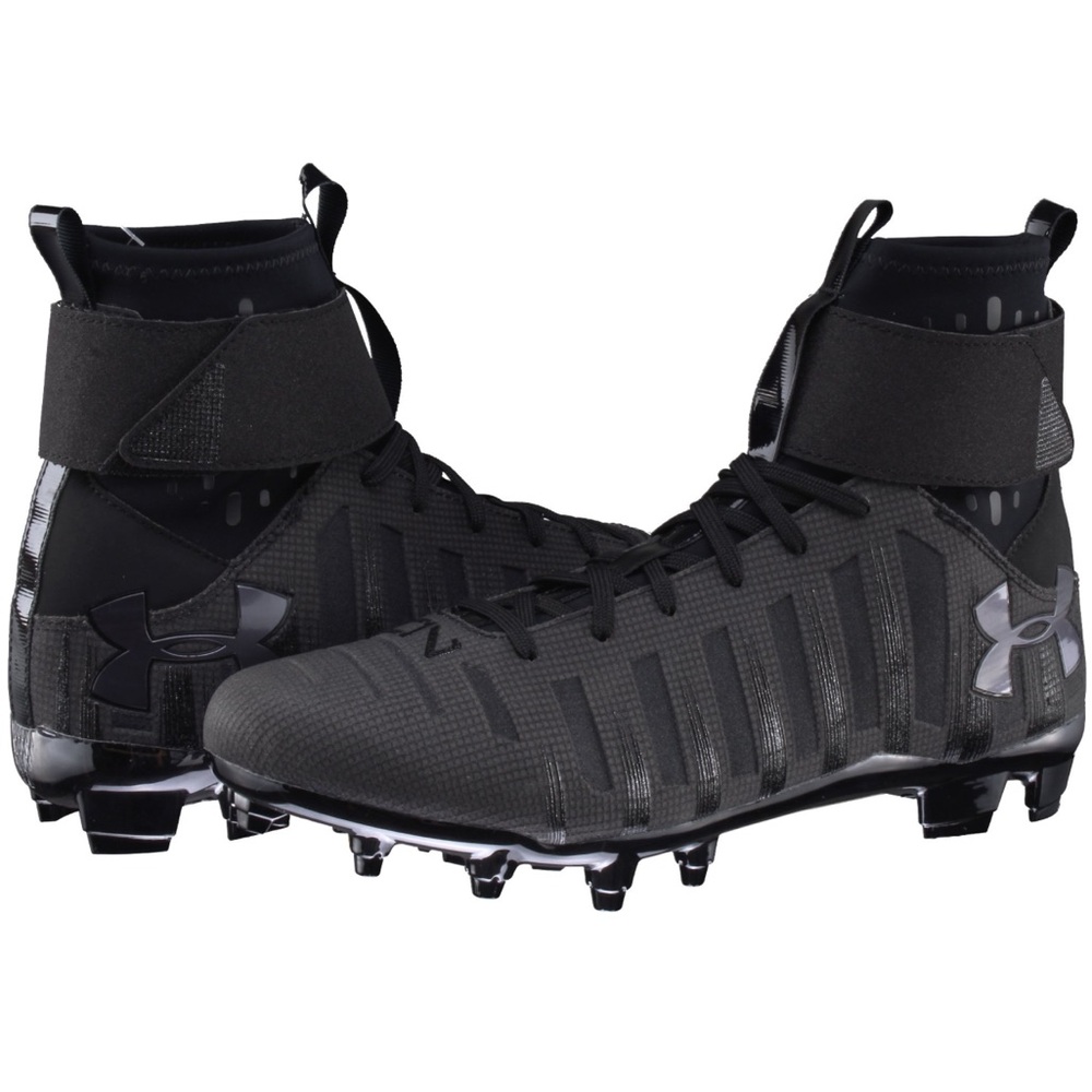 Under Armour C1n Mc Black High Top Football Cleats Sports Footwear Men Size 8.5